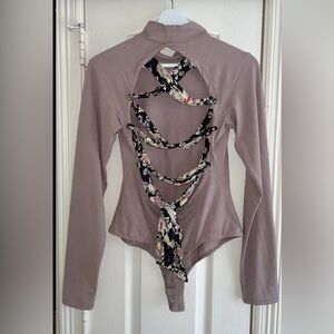 NWOT Free People Straps In The Back Bodysuit Tan Sz S